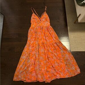 Vici Vibrant Orange Floral Maxi Dress
